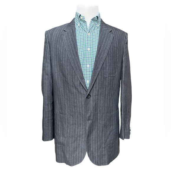 Banana Republic Men's‎ Grey Pinstripe 100%Linen Blazer Size 46R - Picture 1 of 13
